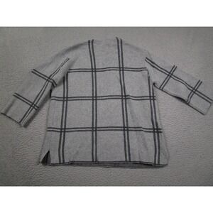 J Jill Top Womens Small Gray Plaid Cotton‎ Blend Modern Pullover